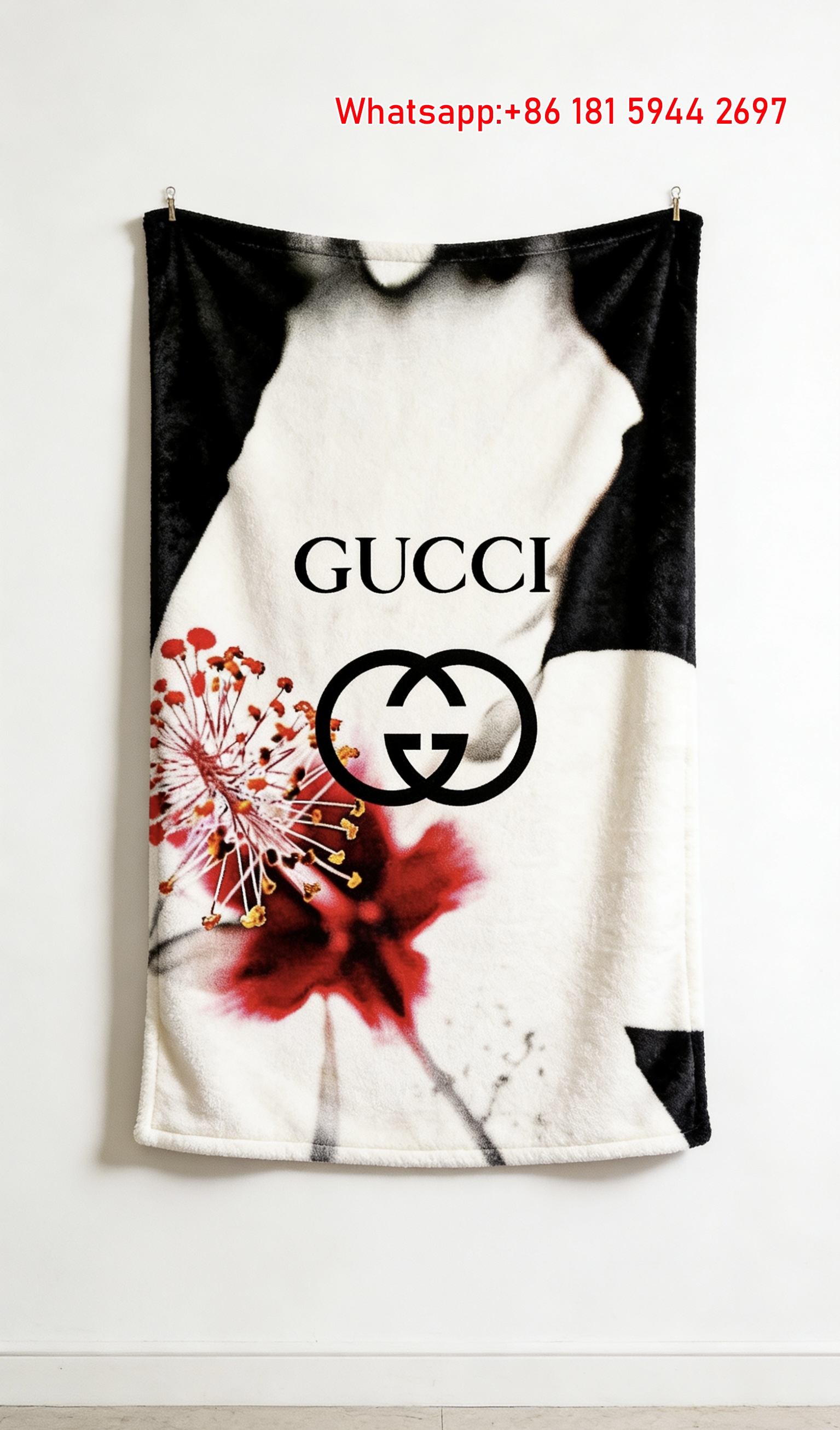 Gucci Floral Print Flannel Throw Blanket for Wall Hanging IMG_4750